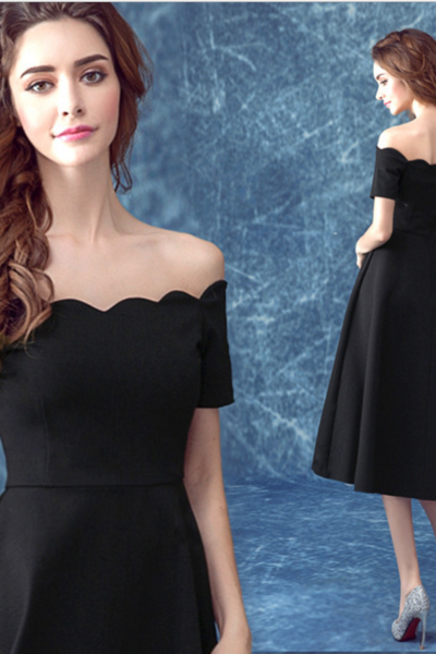 Black Dress Small Formal Attire Of A Word Shoulder Black