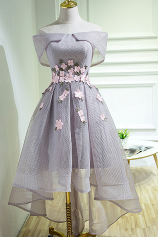 Fashion Women Gray Long Dress Strapless Pink Floral Print Irregular Dress