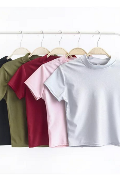 Shiny Half A Turtleneck Brief Paragraph Cultivate One's Morality Short Sleeve T-shirt(5 Color)