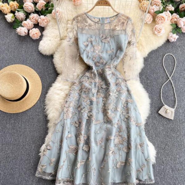 Heavy embroidery gauze dress dress socialite noble elegant temperament women's high-end dress female summer