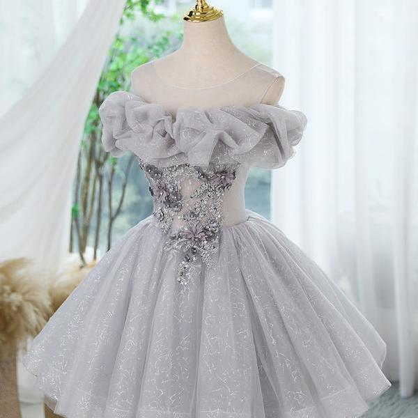New Birthday Party Fairy Adult Gift Short Short Short stature Wedding Dress homecoming dress grey dress