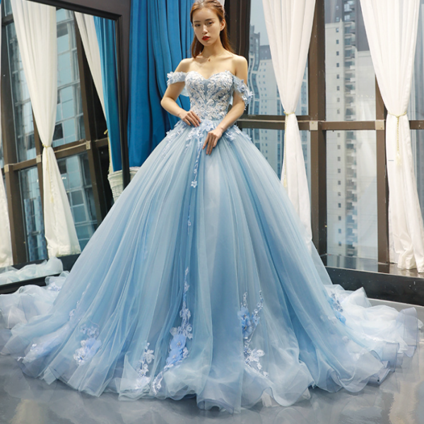 2024 Summer New Bride Solo Fluffy Skirt One Shoulder Trail Wedding Banquet Princess Dress