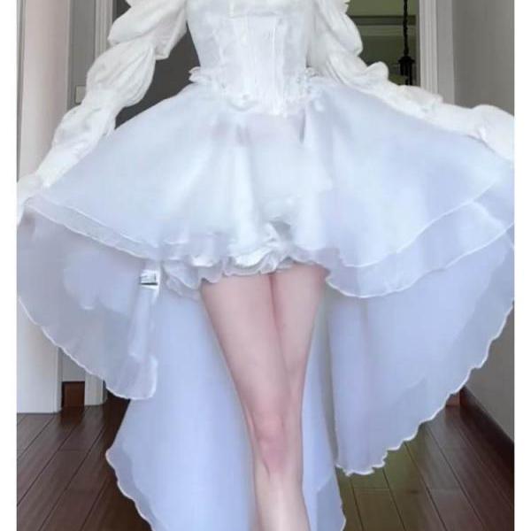 High end exquisite sexy little fairy white strapless dress