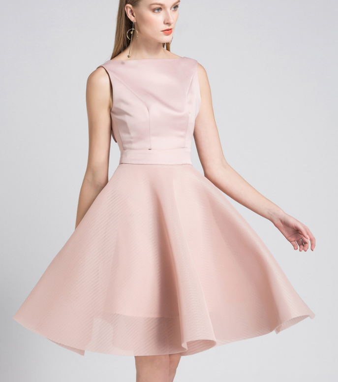 Pink Lace Dress A-line Umbrella Skirt High-waisted Pousse Dress on Luulla