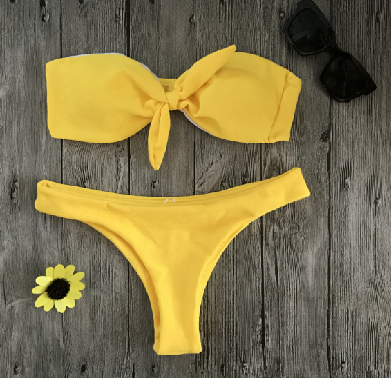 Ms Blasting Model Of Pure Color Bikini Sexy Swimsuit Lovely Bowknot ...