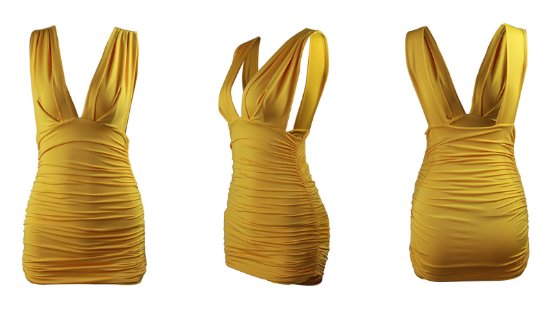 Luxury Style Sexy Slim-fit Pleated Deep V Satin Dress