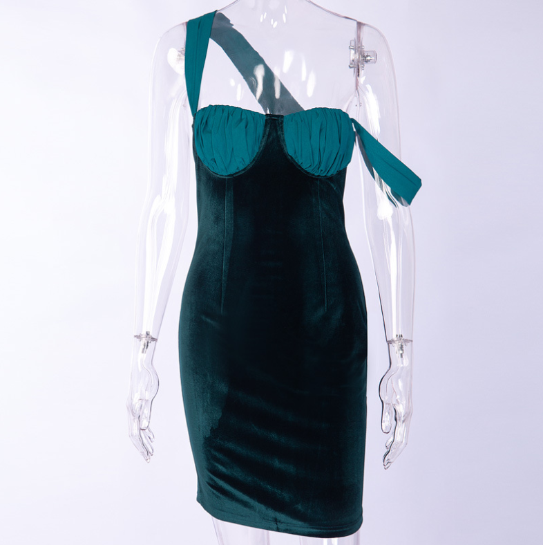 strapless side pleat dress