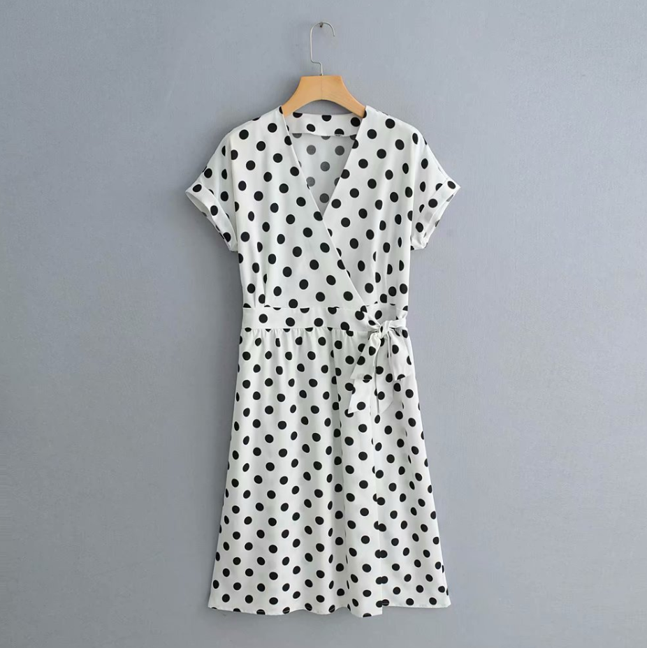 2019 Fashion Polka Dot Print With V-neck Dress on Luulla