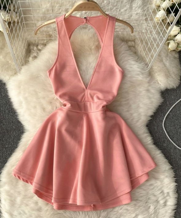 Sexy Sleeveless Halter-Neck Jacquard V-Neck Dress main image 1