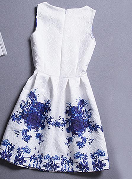 Blue And White Porcelain Print Dress on Luulla
