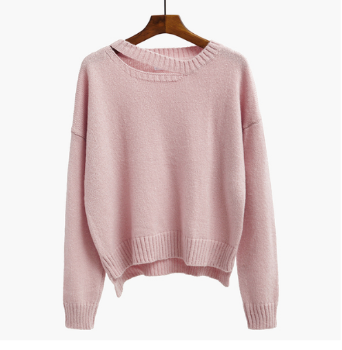 Long Hollow Short-sleeved Women Loose-fitting Sweater on Luulla